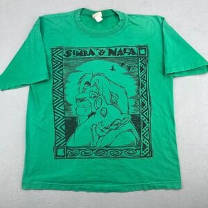 Disney Lion King Simba Nala Vintage Green Graphic T-Shirt Sun Sportswear M/L Vtg